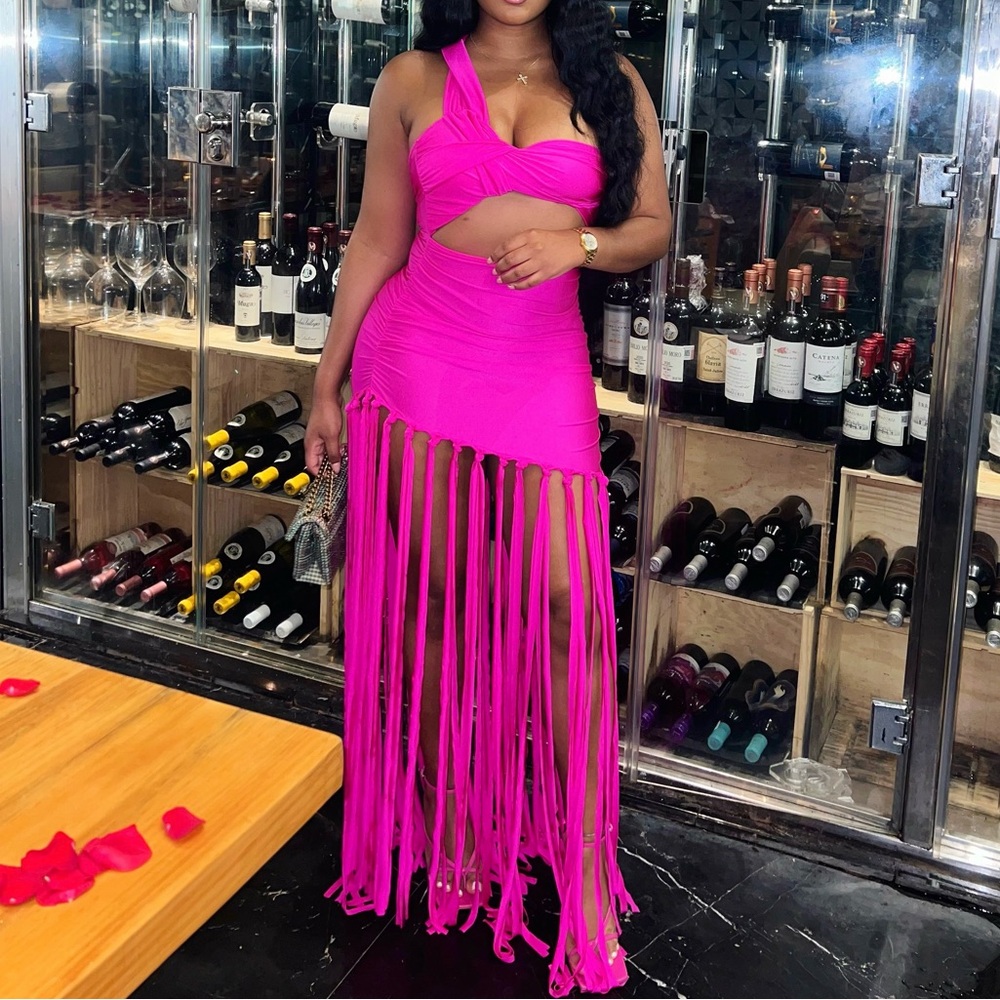 Pink mini tassle dress from BBX Brand